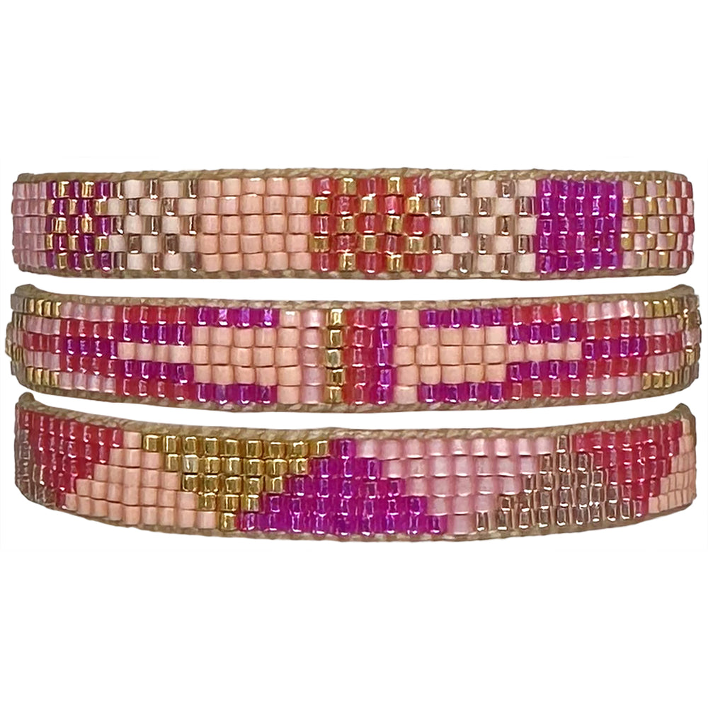 Beaded hot pink bracelets