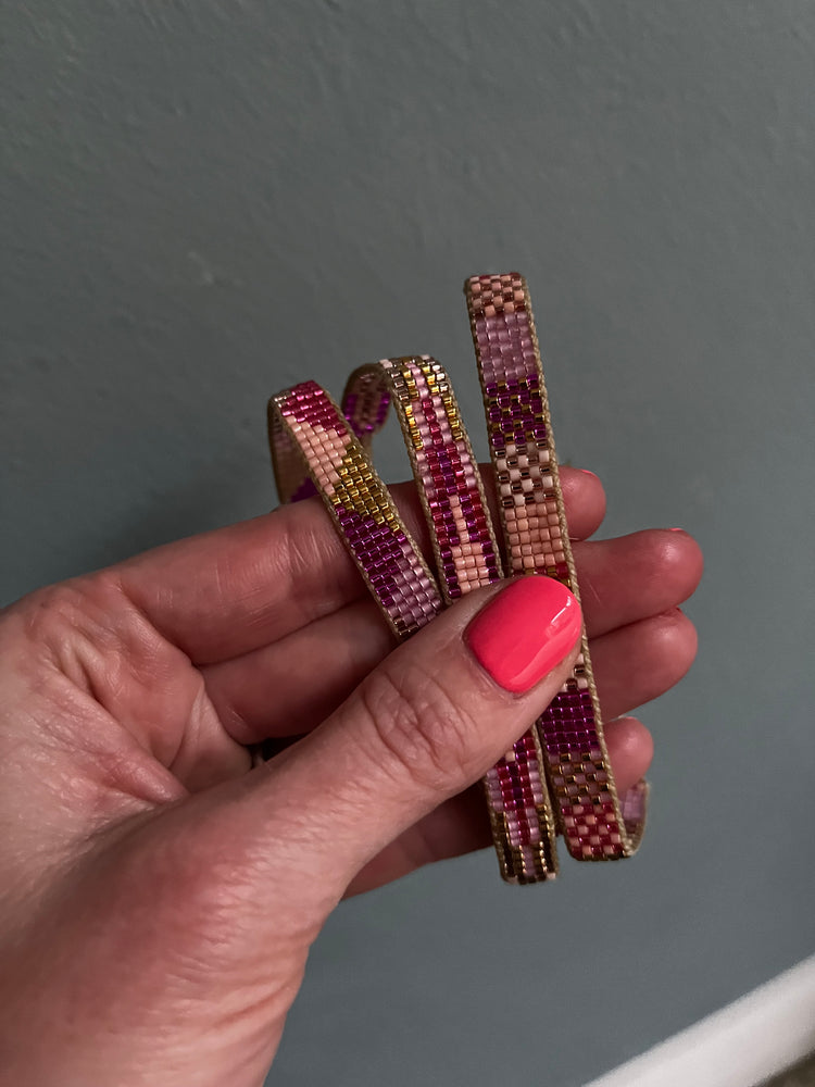 
                  
                    Beaded hot pink bracelets
                  
                