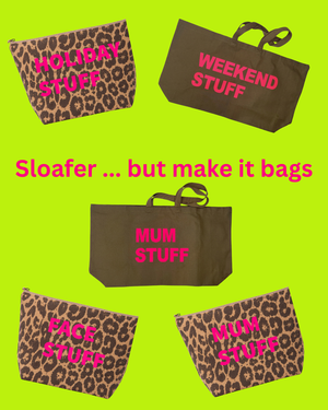 Leopard Print Canvas Pouch with Neon Pink Print