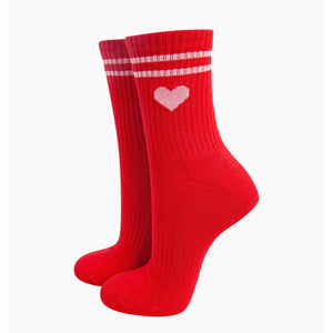 Love Heart Organic Cotton Sports Socks in Red