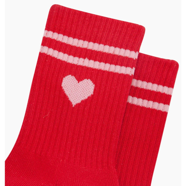 Love Heart Organic Cotton Sports Socks in Red