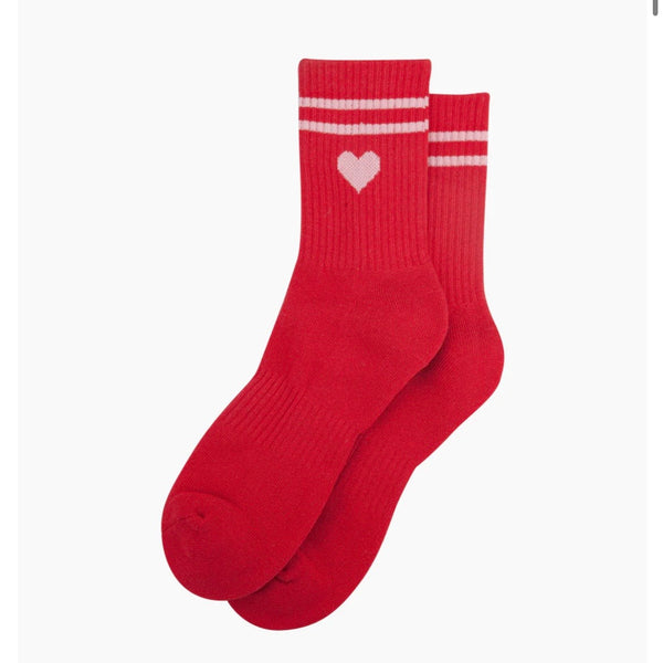 Love Heart Organic Cotton Sports Socks in Red