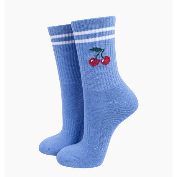 Cherry Organic Cotton Sports Socks in Blue