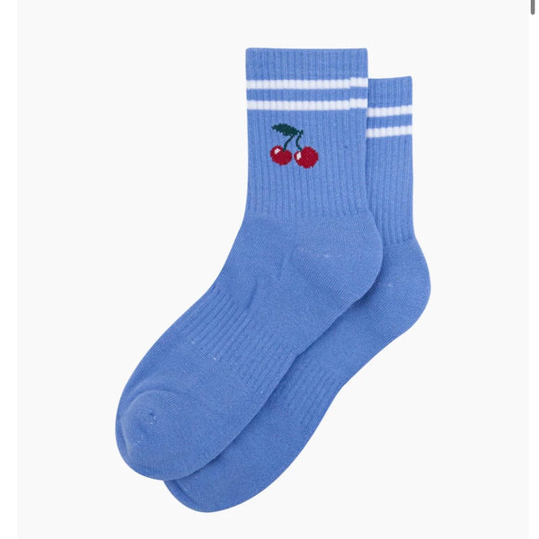 Cherry Organic Cotton Sports Socks in Blue