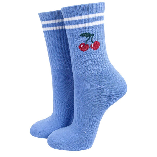 Cherry Organic Cotton Sports Socks in Blue