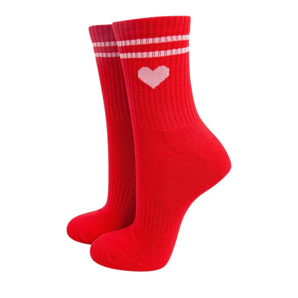 Love Heart Organic Cotton Sports Socks in Red